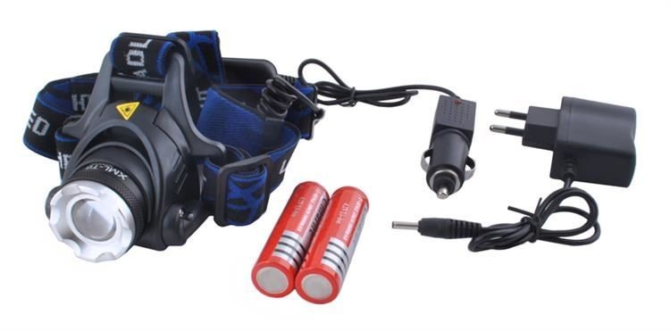 Czołowa latarka LED ładowana z sieci lub samochodu