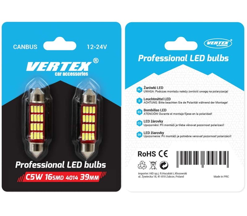 Żarówka LED C5W 39mm 16x4014 Canbus