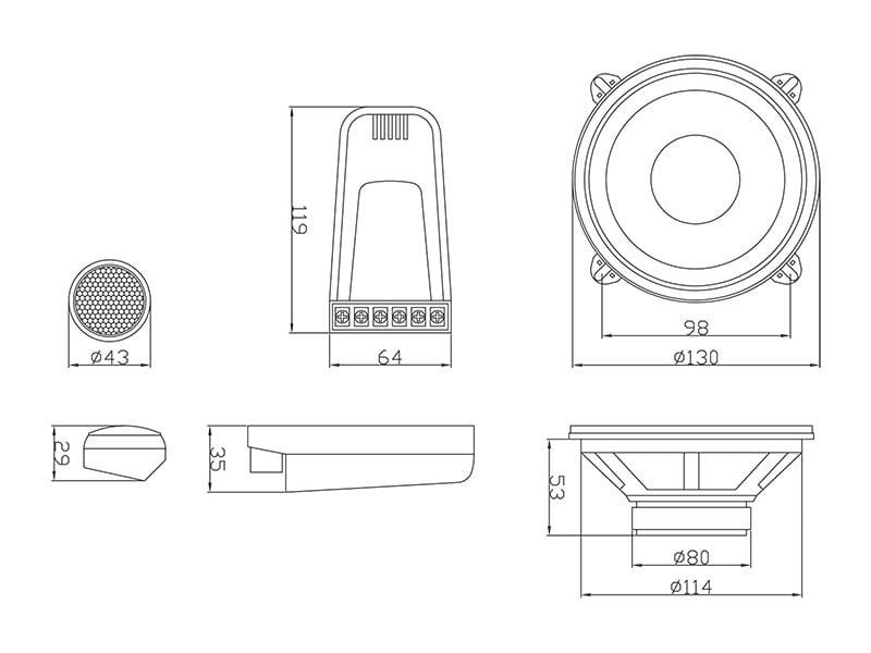 Zestaw car audio: 2 x głośnik woofer tweeter