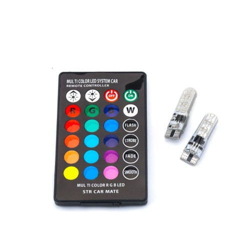 Komplet żarówek W5W LED RGB