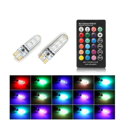 Komplet W5W LED RGB z pilotem