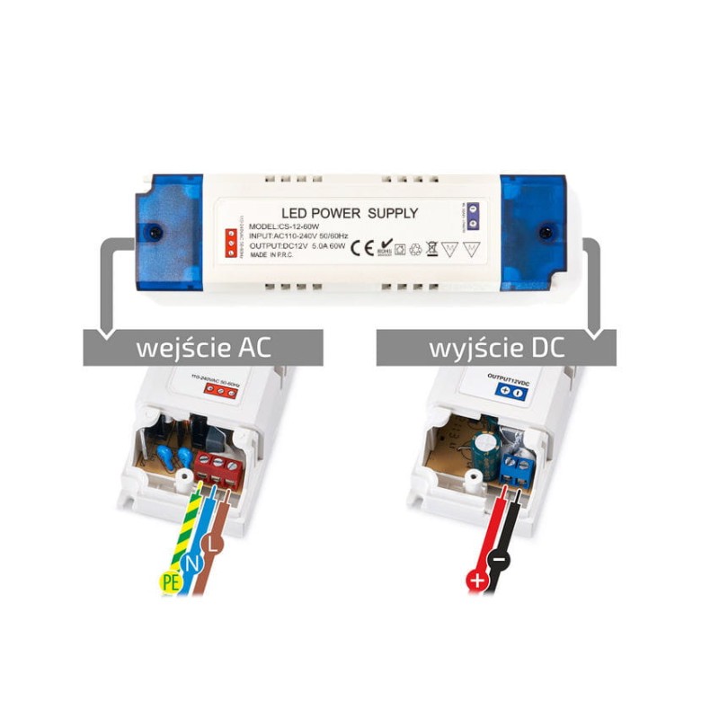 Meblowy zasilacz do taśm LED 60W