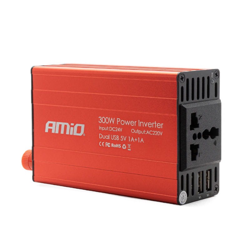 Przetwornica 24V na 230V z dwoma portami USB 5V
