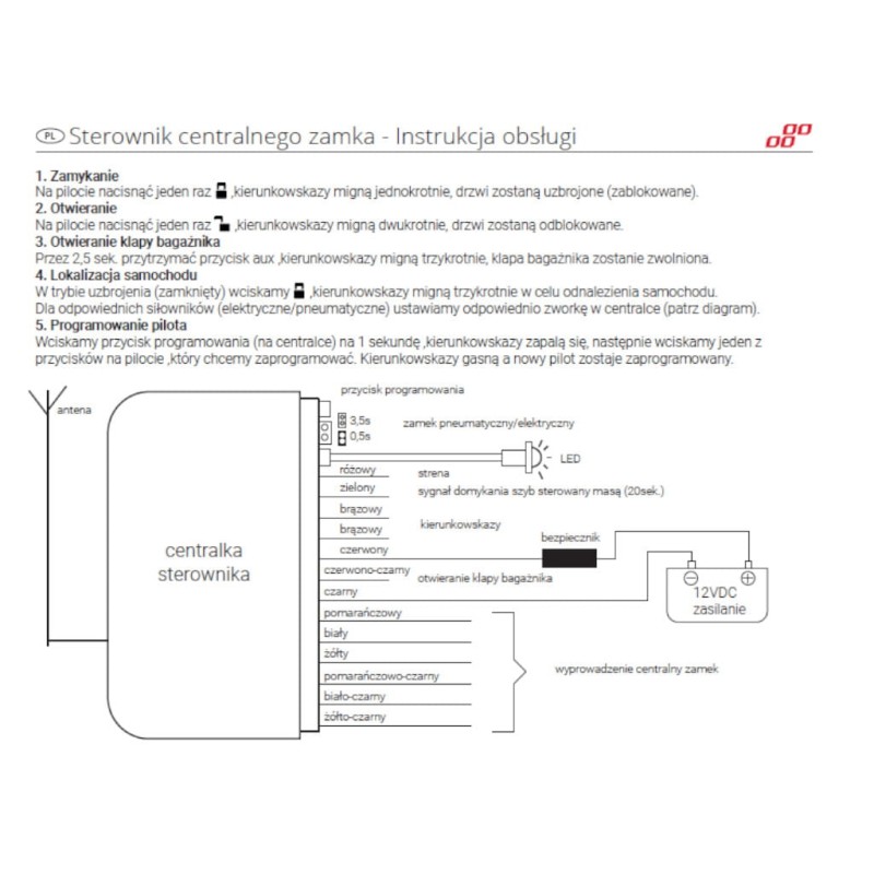 Sterownik uniwersaly do zamka samochodowego