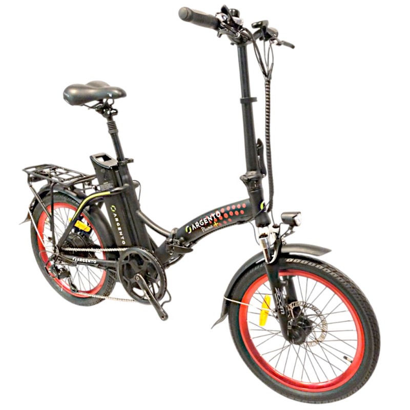 Czarno czerwony rower składany z akumulatorem 36V