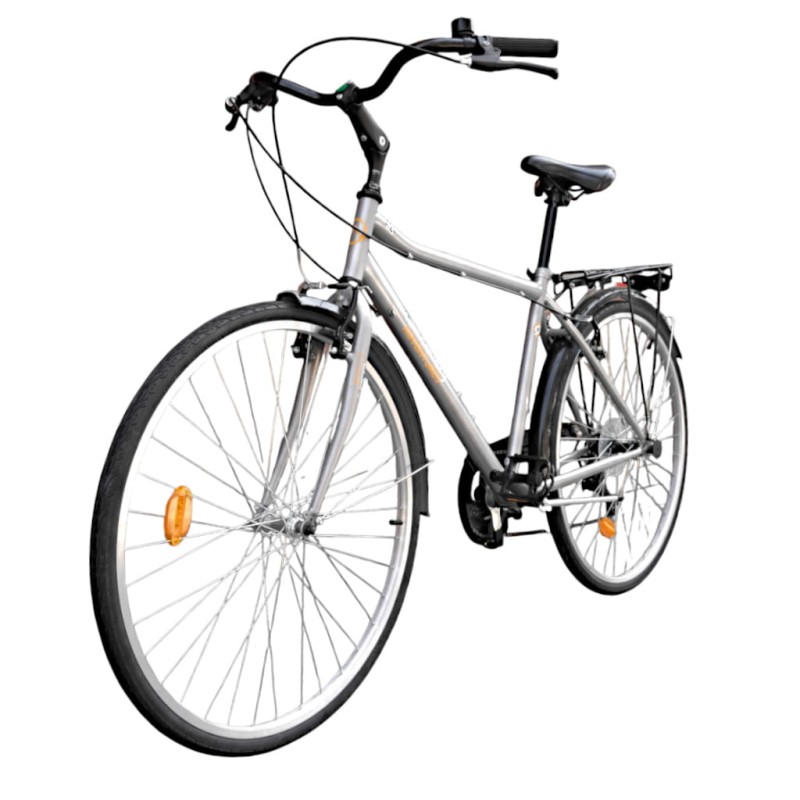 Stalowy rower trekkingowy.