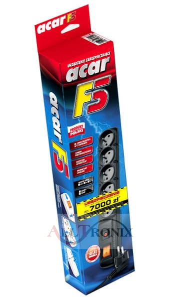 Listwa zasilająca przeciwprzepięciowa Acar F5 3m