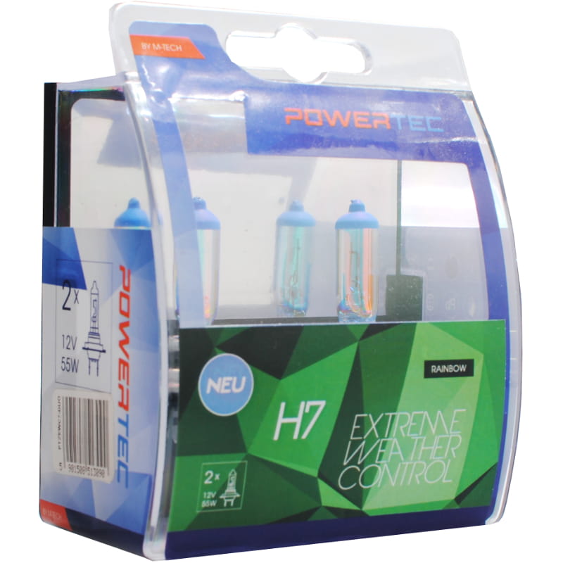 M-Tech PowerTec Lampada H7 12V 55W – Alogena Standard Con Vetro Al Quarzo E Omologazione Europea E4, Blister PTZ7-O1B